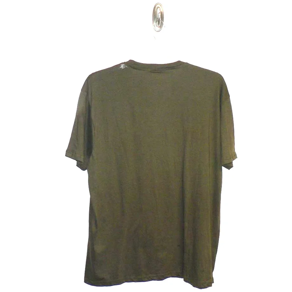 True Religion Men's Short Sleeve Cotton Tee Gold Foiled Hem Logo in Green XL $50